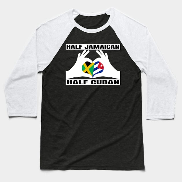 Half Jamaican Half Cuban Heritage Jamaica Roots & Cuba DNA Family Flag Design Baseball T-Shirt by OriginalGiftsIdeas